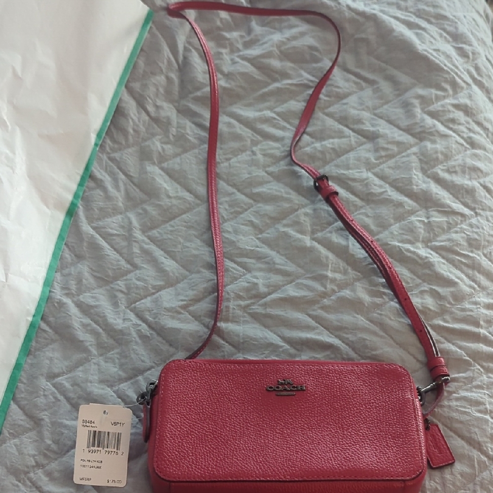 Coach Pebbled Leather Crossbody in Red
